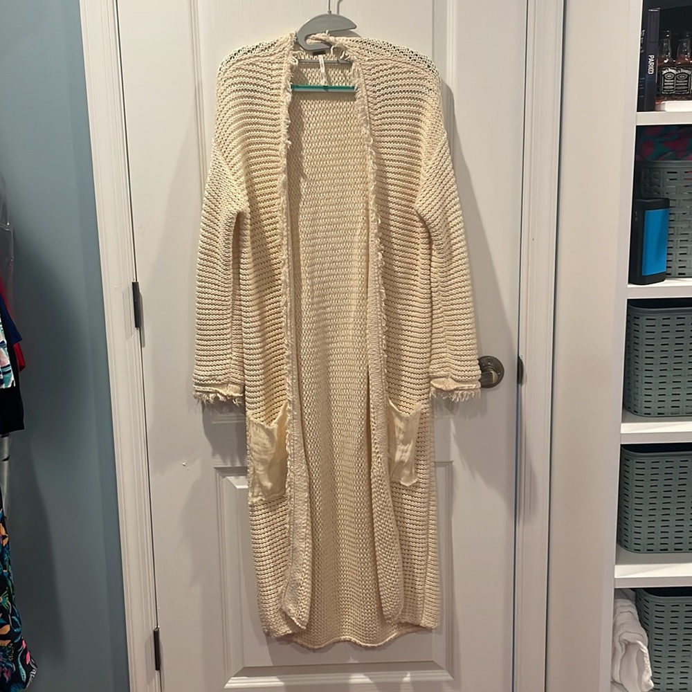 Free People Cream Duster Cardigan